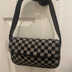 STAUD Shoulder Bag (Checkered Black and Gray)